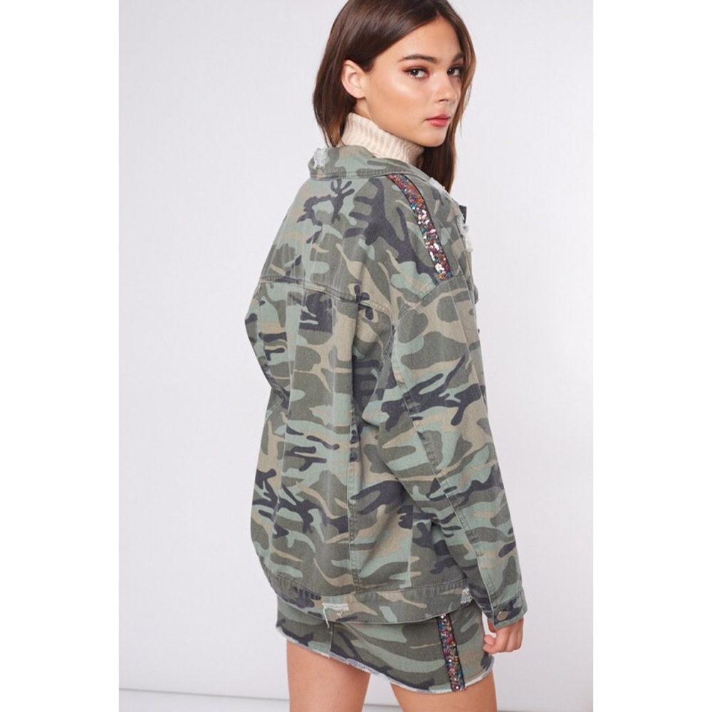 Army Brat Distressed Jacket, Camouflage